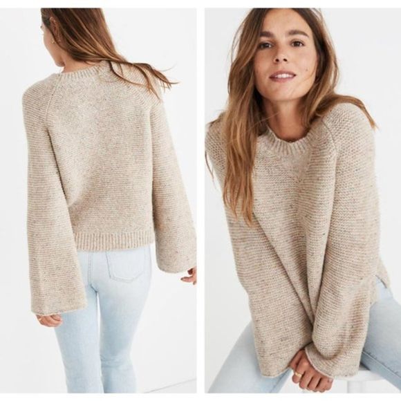 Madewell Sweaters - Madewell Flecked Wide-Sleeve Pullover Sweater